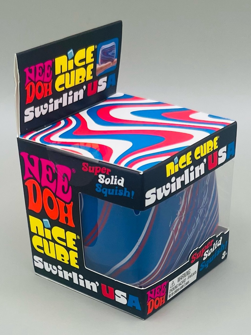 Authentic NEEDOH Nice Cube Swirlin' USA 🇺🇸 Super Soft Squish ~ Red/White/Blue 🎆 - Picture 3 of 7